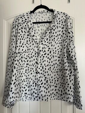 Abstract  Print Button-Up Blouse size large
